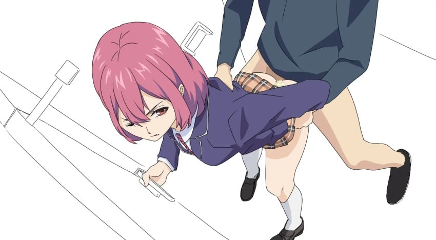 1boy 1girls arato_hisako bent_over clothed clothed_sex doggy_style from_behind from_behind_position knee_socks kneehighs kneesocks loafers mr_trace_mosha one_eye_closed panties panties_aside school_uniform sex shokugeki_no_souma skirt skirt_lift skirt_up socks standing_doggy_style standing_sex straight torso_grab white_socks