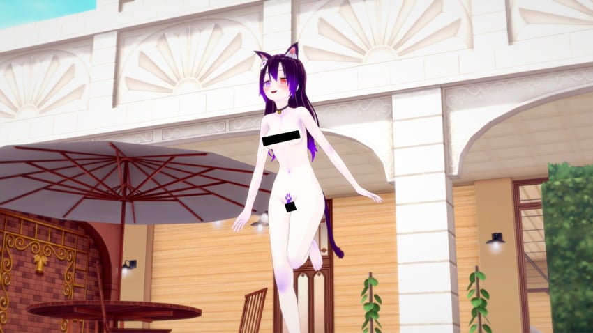 1girls 3d bar_censor breasts cat_ears cat_tail catgirl censored erect_nipples female horny_female koikatsu lewdielilac multicolored_eyes nude_female outside ponytail purple_hair pussy pussy_hair skull_hair_ornament smile solo solo_female tagme totless_(vtuber) tsuki_kimura virtual_youtuber vrchat vrchat_avatar vtuber wet_pussy