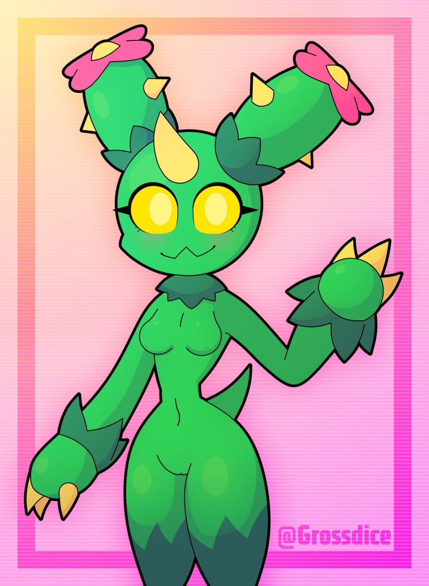 absurd_res anthro breasts cactus female generation_5_pokemon genitals grossdice hi_res maractus navel nintendo nipples plant pokemon pokemon_(species) pussy small_breasts smile solo