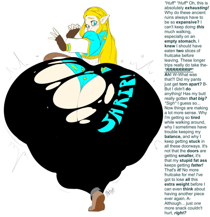 1girls ass ass_expansion ass_focus big_ass big_butt big_hips big_thighs blonde_hair bottom_heavy breath_of_the_wild bubble_ass bubble_butt caption clothes_ripping expansion fat_ass female female_focus female_only giant_ass gigantic_ass huge_ass huge_butt huge_hips huge_thighs hyper hyper_ass hyper_butt leggings massive_ass massive_thighs milkybody nintendo onomatopoeia princess_zelda ripped_clothing round_ass solo the_legend_of_zelda thick_ass thick_thighs weight_gain wide_hips zelda_(breath_of_the_wild)