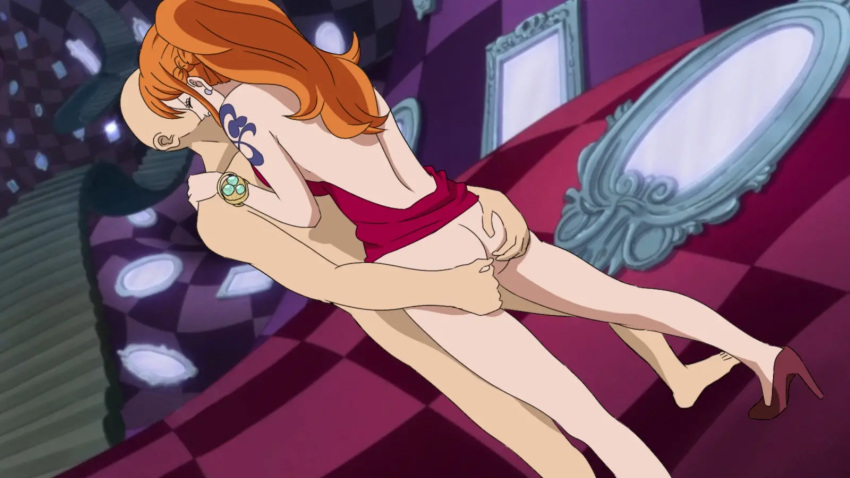 ass ass_grab dress dress_lift female grope groping groping_ass hands_on_ass heels high_heels male mr_trace_mosha nami nami_(one_piece) one_piece post-timeskip sex standing standing_sex straight