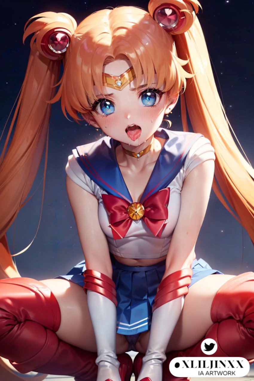 ai_generated bishoujo_senshi_sailor_moon blonde_hair blue_eyes blush boots choker clothing earrings gloves innocent long_sleeves open_mouth panties pervert ponytail ponytails sailor_moon sailor_senshi sailor_senshi_uniform sailor_uniform saliva skirt small_breasts teenager tongue twintails usagi_tsukino xliljinxx