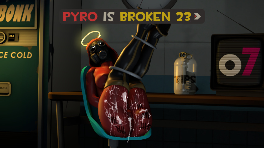 3d bondage bound bound_legs bukkake cum cum_drip cum_in_pussy cum_on_body cum_on_lower_body excessive_cum eyes_rolling_back fempyro gameplay_mechanics gas_mask halo latex o7sfm pyro pyro_(team_fortress_2) source_filmmaker team_fortress_2 thigh_boots tip_jar