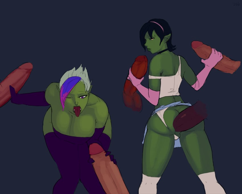 1girls aka6 anal anal_sex big_breasts bisexual_male blizzard_entertainment dharkan femboy green_skin handjob multiple_boys orc orc_(warcraft) original_character sex short_hair thighhighs vem warcraft white_hair world_of_warcraft yaoi