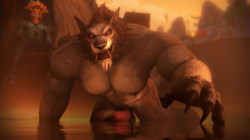 16:9 2025 3d_(artwork) 4k abs absurd_res anthro archmage-rykarr balls being_watched blizzard_entertainment bodily_fluids canid canine canis claws crawling digital_media_(artwork) erection facial_hair fur genitals glowing glowing_eyes grey_body grey_fur hi_res humanoid_genitalia humanoid_penis kneeling looking_at_another looking_at_viewer male male_only mammal mask mythological_canine mythological_creature mythology nipples pecs penis reaching reaching_out reaching_towards_viewer solo sweat tagme tail tongue tongue_out troll_(mythology) troll_(warcraft) warcraft water watermark werecanid werecanine werecreature werewolf widescreen wolf worgen world_of_warcraft zandalari_troll