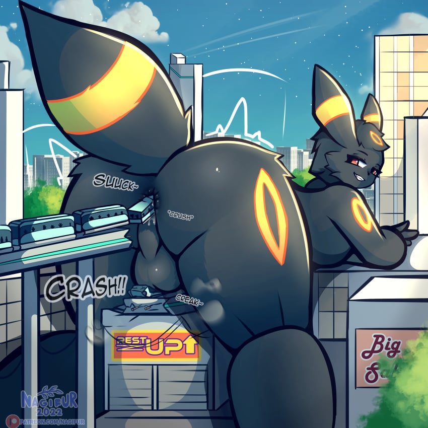 1:1 2022 absurd_res ambiguous_gender anal anal_sex anal_vore anthro artist_name ass balls bent_over biped black_body black_fur building cheek_tuft city cityscape clothed clothing cloud crush dated death destroyed_building destroyed_vehicle destruction detailed_background digital_media_(artwork) eeveelution emanata english_text extreme_size_difference facial_tuft fur generation_2_pokemon genitals girly group hair hi_res larger_anthro larger_male looking_back macro male male_focus male_only male_penetrated monorail nagifur nintendo object_vore outside penetration plant pokemon pokemon_(species) public_transportation rail_transit rear_view red_eyes size_difference sky smaller_ambiguous smile solo_focus sound_effects star text topless train tree tuft umbreon urban_rail_transit vehicle vore