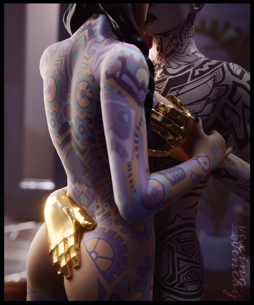 1boy 1girls 3d alternate_version_available areolae ass black_hair blender bottomless braid braided_hair braided_ponytail breast_grab breasts completely_nude completely_nude_female completely_nude_male duo epic_games father_and_daughter fortnite hand_on_ass hand_on_breast horny horny_female incest jules_(fortnite) light-skinned_female light-skinned_male light_skin looking_at_another looking_at_partner male male/female medium_breasts midas_(fortnite) nipple_piercing nipples nude nude_female nude_male piercing piercings ponytail ponytails standing tagme tattoo tattoos topless vexingvenery watermark