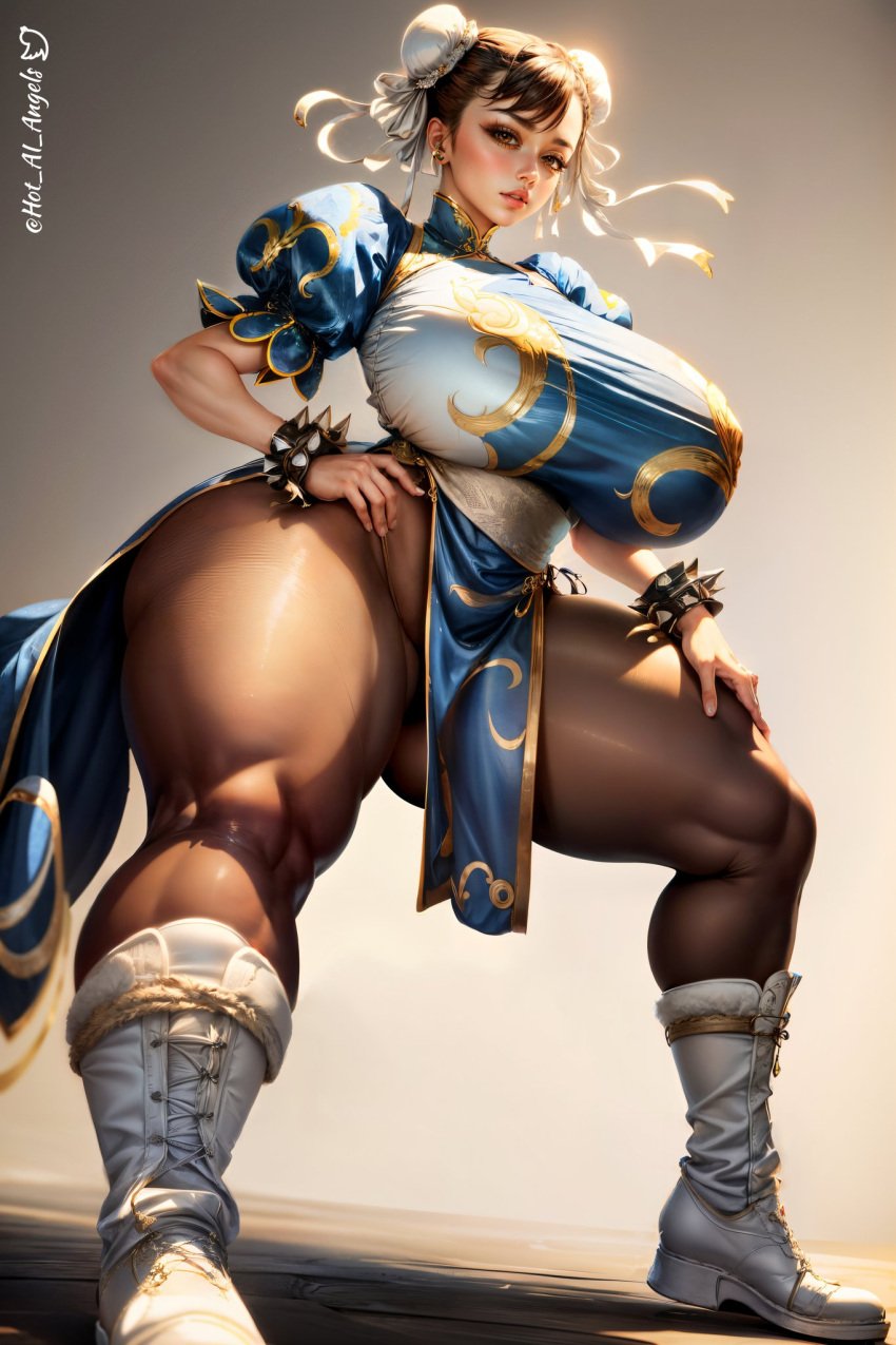 1girls ai_generated capcom chun-li curvy curvy_body curvy_female female_focus female_only hot_ai_angels huge_breasts looking_at_viewer seductive_look stable_diffusion street_fighter voluptuous_female