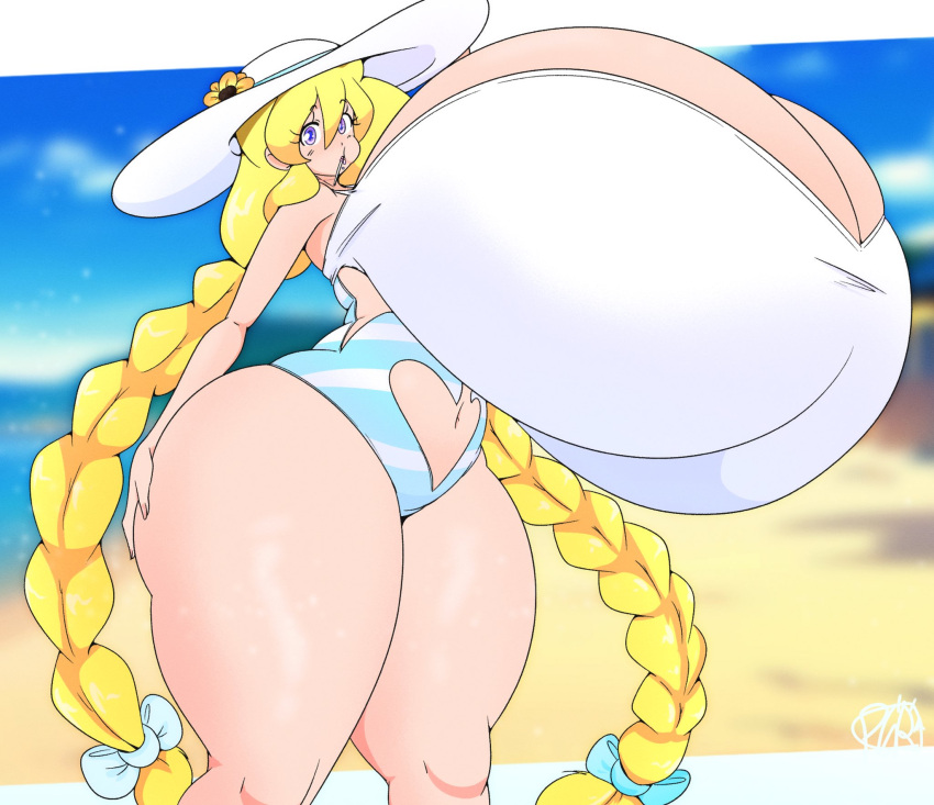 big_ass big_breasts breasts bubble_butt cassie_(theycallhimcake) female female_focus female_only huge_ass huge_breasts original original_character purpleguyri riley_moore_(artist) swimsuit thick_thighs wide_hips