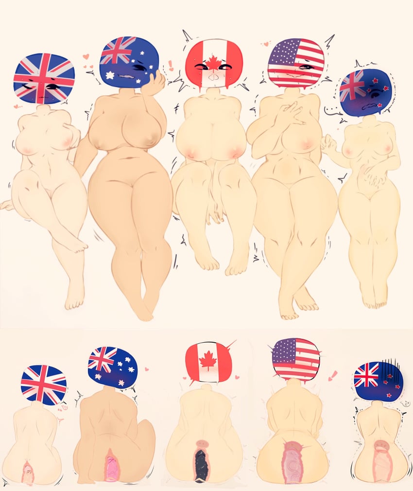 ! 5girls australia_(countryhumans) big_breasts blush canada_(countryhumans) countryhumans countryhumans_girl dildo eyebrows female female_only flat_chest flawsy light-skinned_female light_skin medium_breasts multiple_girls national_personification new_zealand_(countryhumans) repost sex_from_behind sex_toy simple_background small_breasts tanned_skin united_kingdom_(countryhumans) united_states_of_america_(countryhumans) white_background