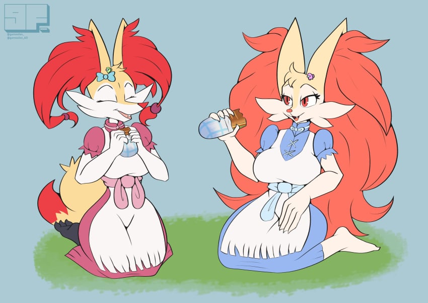 big_breasts braixen brandy_(lucyfercomic) bray_(lucyfercomic) breasts gamesfan pokémon_(species) pokemon pokemon_(species)