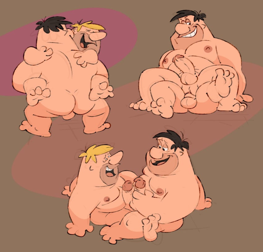 anal anal_sex ass back back_muscles balls bara barney_rubble big_pecs big_penis black_hair blonde_hair boner carrying carrying_partner caveman cowgirl_position daddy dick_pals dilf erection fred_flintstone frottage gay hanna-barbera holding_partner human human_on_human human_penetrating_human male male/male male_only male_penetrating_male masturbation musclegut muscular muscular_human nipples nude pecs penetration penis penis_in_ass posduroo reverse_cowgirl_position sex the_flintstones versatile yaoi