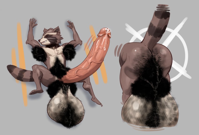 ass_hair ball_tuft body_hair body_worship excessive_body_hair excessive_pubic_hair hyper hyper_balls hyper_genitalia hyper_penis hyper_pubes lotolotl male_only marvel musk precum presenting presenting_ass presenting_balls presenting_hindquarters presenting_penis pubic_hair rocket_raccoon