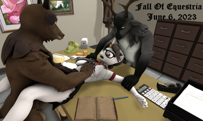 3d_(artwork) anthro assisted_rape avian bird book breast_grab breast_grope breasts capreoline corvid corvus_(genus) deer digital_media_(artwork) duo equid equine fall_of_equestria female forced friendship_is_magic grope groping_breasts group hand_on_breast hasbro horn horn_jewelry horn_ring jewelry looking_at_another male male/female mammal my_little_pony office office_lady oscine passerine pinned pinned_arms rape raven raven_inkwell_(mlp) reindeer ring_(jewelry) robertwtf skirt source_filmmaker spread_legs spreading trio unicorn