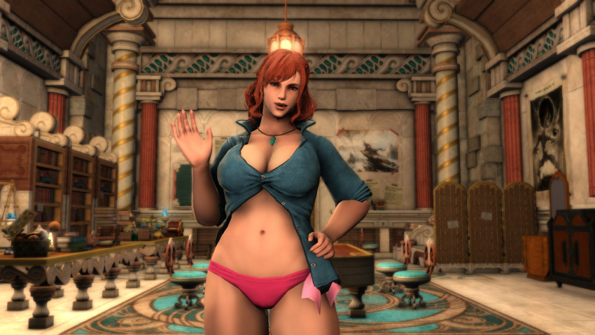 1girls 3d chubby chubby_female female female_only final_fantasy final_fantasy_xiv large_breasts miqo'te plump red_hair small_breasts tagme w0lfie