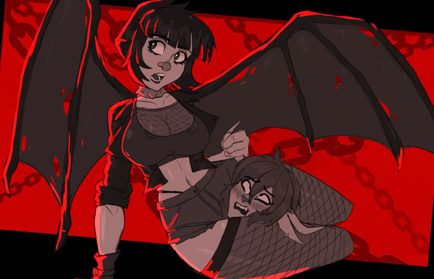 asphyxiation cottt(artist) demon demon_girl demon_horns demon_wings dominant_female female_focus femdom fishnets headscissor large_breasts succubus thigh thigh_crush thighs wings