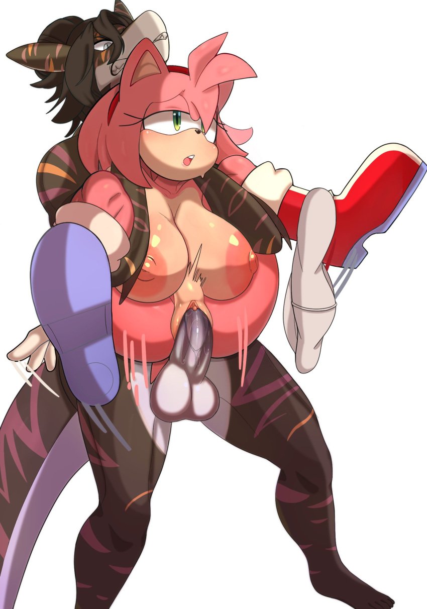 a_name_for_me amy_rose anthro anthro_on_anthro big_breasts boots breasts clothed clothing clothing_around_one_leg duo eulipotyphlan female footwear gloves handwear hedgehog hereapathy hi_res male male/female mammal partially_clothed piledriver_position pink_body sega sex sonic_(series) sonic_the_hedgehog_(series) standing standing_sex underwear underwear_around_one_leg