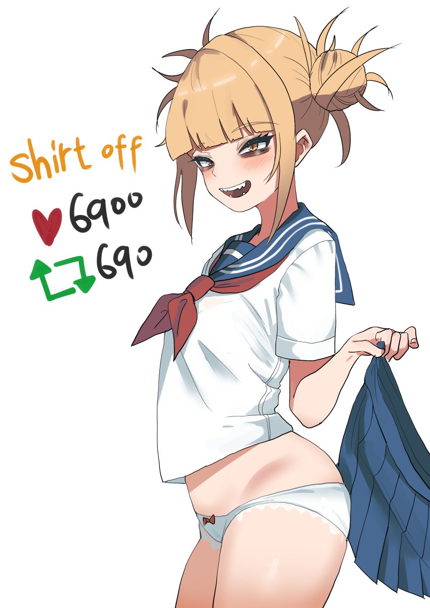 1girls female female_only himiko_toga my_hero_academia panties school_uniform skirt_removed solo strip_game toga_himiko undressing zd_(pixiv6210083)