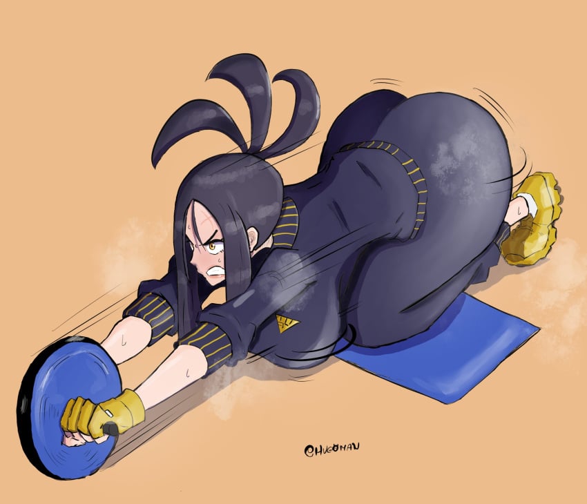 big_ass big_breasts blue_eyes dendra_(pokemon) exercise exercise_clothing game_freak hueoman leggings nintendo orange_eyes plump pokemon pokemon_(game) pokemon_sv