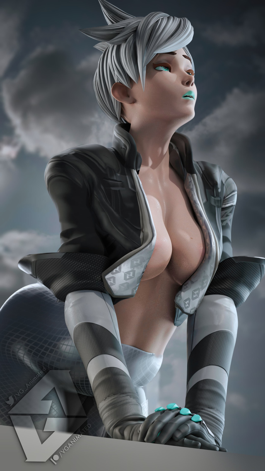 3d blender breasts cleavage erotica overwatch pinup tracer vganimated