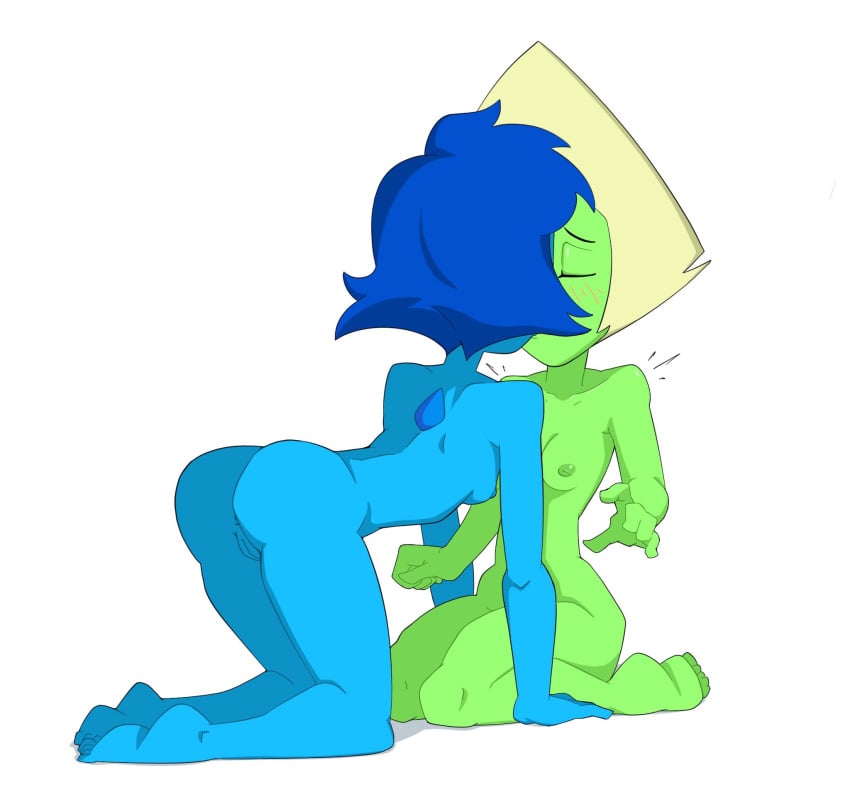 ass blue_hair blue_skin breasts female/female female_only green_skin kissing lapis_lazuli_(steven_universe) lesbian peridot_(steven_universe) pussy steven_universe tagme thrumbo yellow_hair