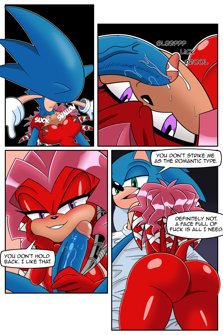 2:3 absurd_res anthro archie_comics barbell_piercing bed bedroom_eyes big_breasts big_butt big_penis blush bodily_fluids breasts butt comic cum cum_in_mouth cum_inside cybernetics cyborg duo echidna english_text eulipotyphlan european_hedgehog fangs fellatio female furniture genital_fluids genitals hand_on_penis hedgehog hi_res lien-da lying lying_on_bed machine male male/female mammal mobian_monster monotreme narrowed_eyes nipple_piercing nipples on_back on_bed onomatopoeia oral oral_penetration penetration penile penis piercing saliva saliva_on_penis seductive sega sex sonic_the_hedgehog sonic_the_hedgehog_(archie) sonic_the_hedgehog_(comics) sonic_the_hedgehog_(series) sound_effects speech_bubble teeth text thick_thighs tongue tongue_out