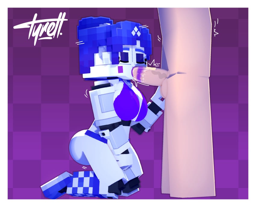 3d 3d_model animatronic ballora ballora_(fnafsl) blue_bottomwear blue_clothing blue_eyeshadow blue_footwear blue_hair blue_shoes blue_topwear bottomwear breasts checkered_background closed_eyes crown crushtrap eyelashes eyeshadow fellatio female five_nights_at_freddy's five_nights_at_freddy's:_sister_location fnaf human humanoid interracial kneeling_oral_position large_breasts light-skinned_male lipstick lipstick_on_penis machine makeup male mine-imator minecraft oral pattern_background penis purple_background purple_lipstick robot robot_humanoid scottgames sex shoes simple_background sister_location steam straight testicles thick_thighs tyiscrazy wide_hips