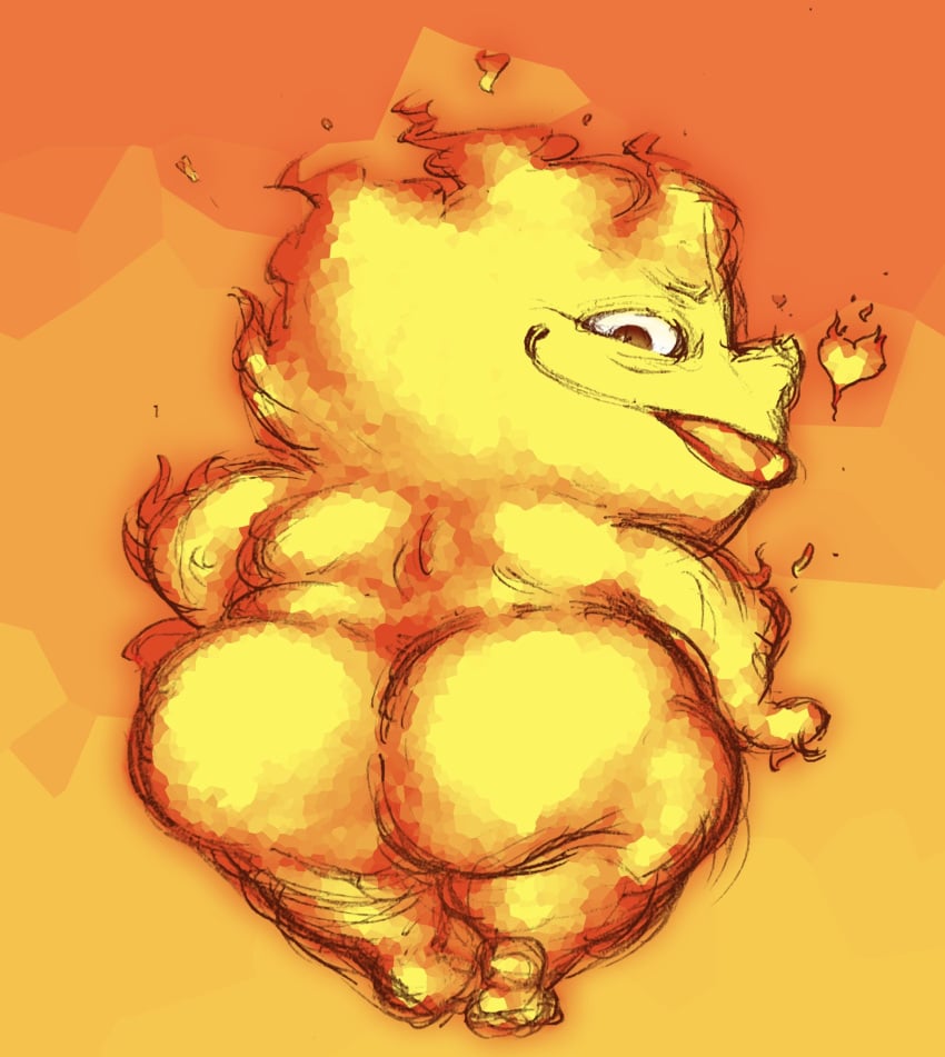 <3 ass ass_focus bernie_lumen big_ass big_head brown_eyes digital_media_(artwork) dilf elemental_(pixar) elemental_creature elemental_humanoid filthyopossum fire fire_elemental hand_on_hip humanoid looking_at_viewer looking_back looking_back_at_viewer male male_only non-human non-human_only nude rear_view sketch smile solo standing thick_thighs tongue_out toony