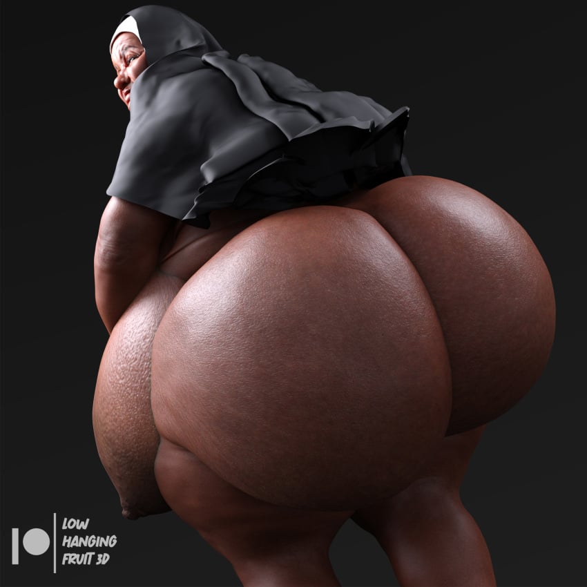 3d 3d_(artwork) areolae ass bbw big_ass big_breasts big_butt black_areola breasts butt_focus cellulite chubby chubby_female dark-skinned_female dark_skin daz3d daz_3d daz_studio elderly_female feet female gilf granny huge_ass huge_breasts jewelry jowls large_breasts legs looking_at_viewer lowhangingfruit3d_(artist) mature mature_female mature_woman nipples nun nun_outfit obese old_woman older_female overweight overweight_female pinup sagging_breasts saggy_breasts ssbbw thick_thighs thighs ugly_bitch ugly_female ugly_woman watermark wrinkled_skin wrinkles