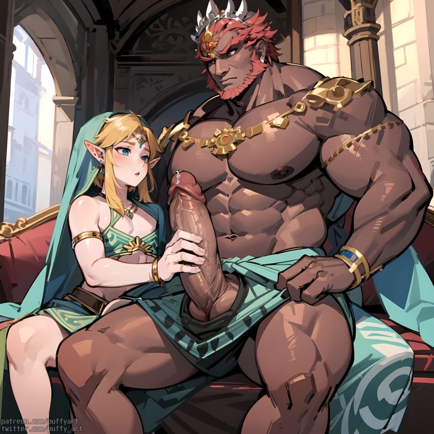 2boys ai_generated balls beard big_penis blonde_hair blush couch cute daddy daddy_kink dark-skinned_male drooling erection femboy ganondorf ganondorf_(tears_of_the_kingdom) gay gay_sex gerudo_link handjob huge_cock interracial jewelry light-skinned_male link link_(breath_of_the_wild) looking_at_penis male_only monster monster_cock muscular muscular_male nipples orange_hair penis penis_awe precum puffyart red_beard red_hair sitting size_difference small_sub_big_dom sofa tears_of_the_kingdom the_legend_of_zelda thick_thighs thighs trap yaoi