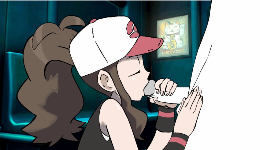 1boy 1girls animated blowjob female_focus hat hilda_(pokemon) pokemon pokemon_bw w.t.dinner