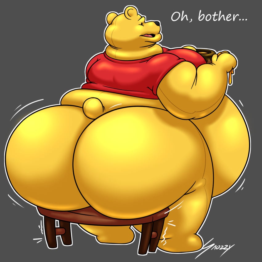 1boy anthro ass bear behind_view belly bottomless bottomless_male disney fat furry hips honey honey_pot large_ass looking_back male male_only mostly_nude mostly_nude_male plushie plushie-like pooh_bear pot snozzy stomach stool stuffed_animal superchub thick_thighs thighs ursid wide_hips winnie_the_pooh_(franchise) yellow_fur