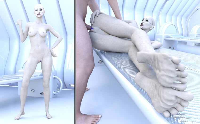 1boy 1girls artag3d asajj_ventress bald bare_shoulders corkscrew_position dathomiri feet feet_focus goth goth_girl grey_skin legs naked naked_female pale-skinned_female partial_male soles star_wars supervillain supervillainess vaginal_penetration white_skin wrinkled_feet wrinkled_soles