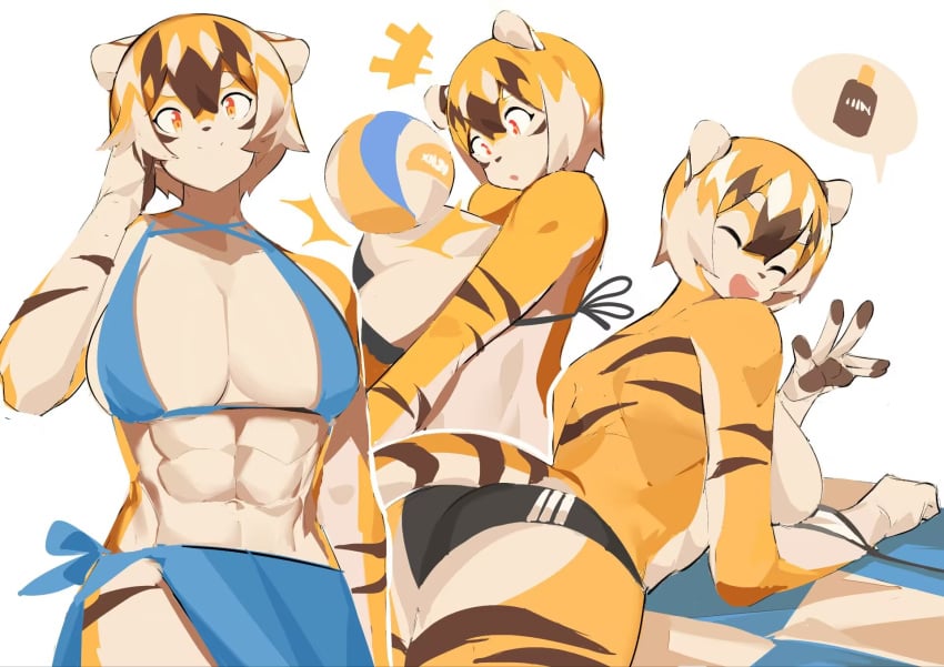 1girls abs amber_eyes anthro big_ass big_breasts breasts bubble_butt huge_ass mei_xiang mx99926 original solo solo_female tiger tiger_girl