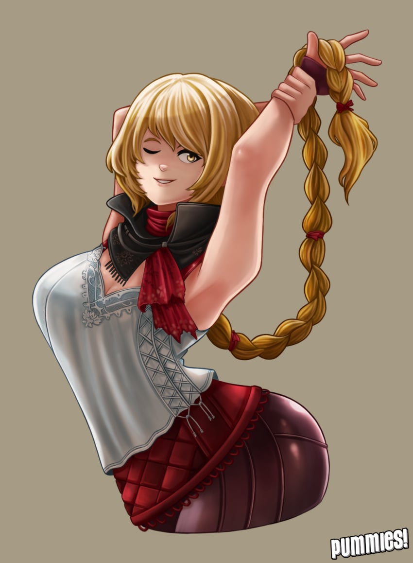 1girls big_breasts blonde_female blonde_hair braid braided_hair breasts clothed curves curvy fat_ass female female_only final_fantasy final_fantasy_xvi fully_clothed huge_ass huge_butt large_ass large_breasts large_butt long_braid mid_(ffxvi) midadol_telamon pummies square_enix tagme thick thick_ass