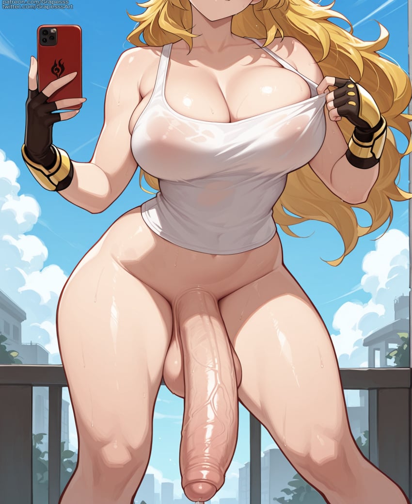 1futa ai_generated futa_only futanari grapesss light-skinned_futanari rwby yang_xiao_long