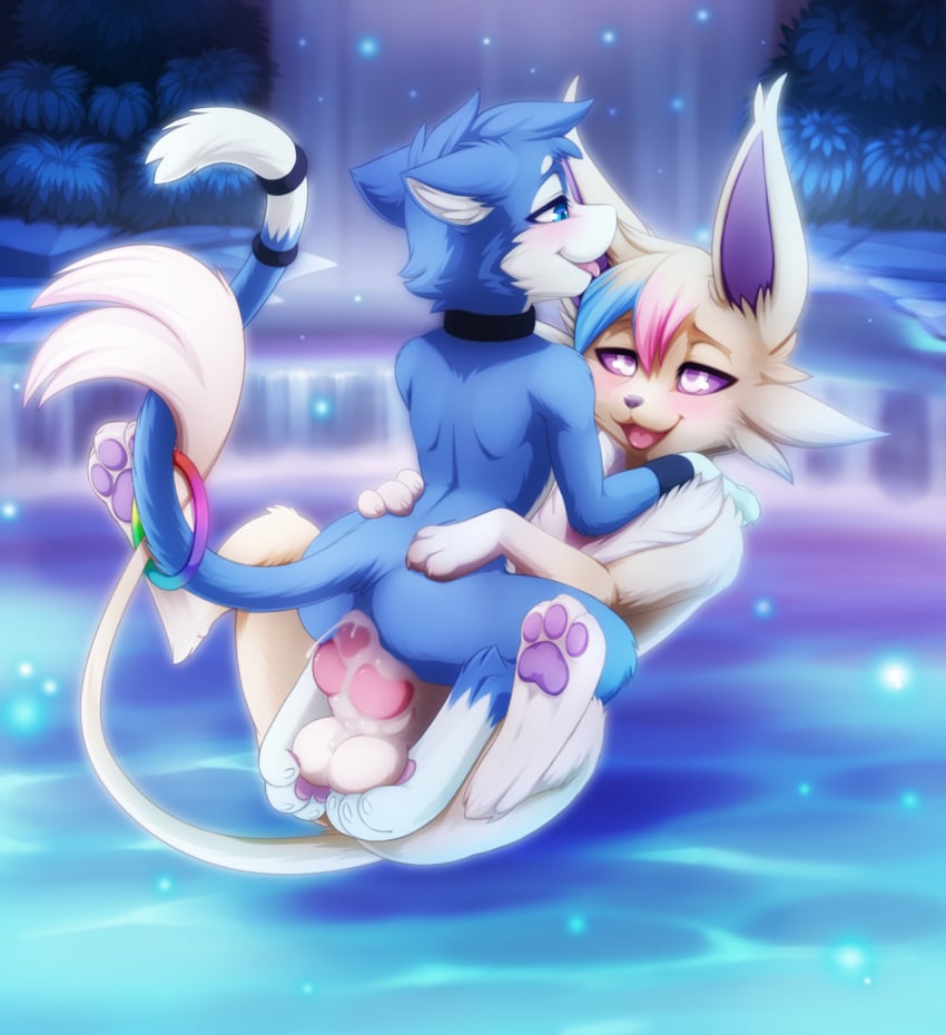 2024 3_toes anal anal_sex animal_genitalia animal_penis anthro anthro_on_feral anthro_penetrated anus arm_markings armor arms_around_neck arms_around_partner arms_around_waist assimilative_feline balls black_collar black_nose blue_body blue_eyes blue_fur blue_hair blue_tail bodily_fluids bracers canid canine canine_genitalia canine_penis claws collar cowgirl_position cum cum_in_ass cum_inside cum_splatter cumshot darkmirage detailed_background digital_media_(artwork) digitigrade dipstick_tail duo eeveelution ejaculation entwined_tails erection espeon eye_contact fan_character feet felid feline feral feral_penetrating feral_penetrating_anthro from_front_position fur fur_markings generation_2_pokemon genital_fluids genitals gloves_(marking) glowing glowing_body hair hi_res inner_ear_fluff interspecies knot leg_markings levitation looking_at_another looking_at_partner looking_pleasured male male/male male_on_bottom male_on_top male_penetrated male_penetrating male_penetrating_male mammal markings multicolored_hair multicolored_tail night nintendo nude nude_anthro on_bottom on_top orgasm outside outside_sex pawpads penetration penile penile_penetration penis penis_in_ass pink_hair pink_pawpads plant pokemon pokemon_(species) pokephilia pond purple_inner_ear purple_sclera quetzalli_(darkmirage) red_penis red_tongue ring sex snout socks_(marking) spread_legs spreading tail tail_coil tail_markings tan_balls tan_body tan_fur tan_hair tan_tail toe_claws toes tongue tongue_out touching_balls tuft two_tone_tail water waterfall white_body white_eyes white_fur white_inner_ear white_inner_ear_fluff white_markings white_tail white_tail_tip zoophilia