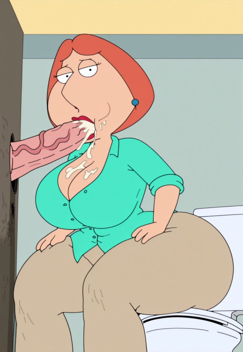 accurate_art_style ai_generated bathroom big_breasts big_breasts big_dick big_hips big_penis bottom_heavy child_bearing_hips civitai cleavage cock cum cum_dripping_from_mouth cum_inside curvaceous curvy curvy_female curvy_figure family_guy fellatio female female_focus glory_hole glory_wall hi_res hourglass_figure huge_breasts huge_hips large_boobs large_breasts large_hips large_thighs lipstick lois_griffin milf mommy mother mother mouth_penetrated orange_hair pants penetration penis public_bathroom thick_thighs toilet vein veins veiny_penis venus_body voluptuous voluptuous_female voluptuous_milf wide_hips