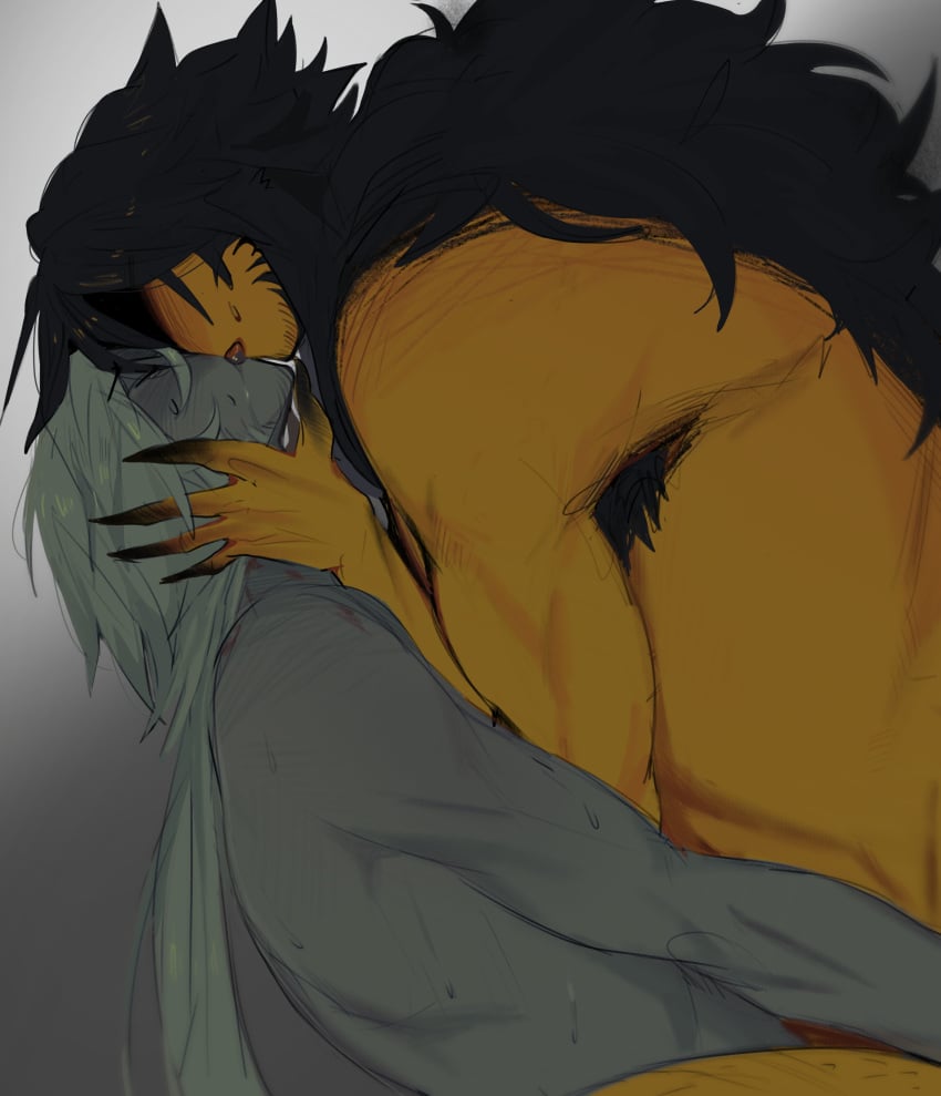 2boys big_bottom_small_top black_hair chance_(forsaken) claws dream_game forsaken_(roblox) gay gay_sex grey_skin hair hairy_male ilewdha mafioso_(dream_game) male male_only muscular muscular_male no_visible_genitalia roblox roblox_game robloxian sweat tagme white yaoi yellow_skin