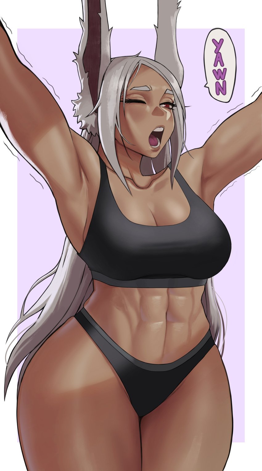1girls abs athletic athletic_female big_breasts breasts curvaceous curvy curvy_female dark-skinned_female dark_skin female female_focus female_only fit fit_female gud0c hi_res highres long_hair mirko miruko my_hero_academia rumi_usagiyama slim_waist solo solo_female solo_focus thick_thighs thighs toned toned_female wide_hips