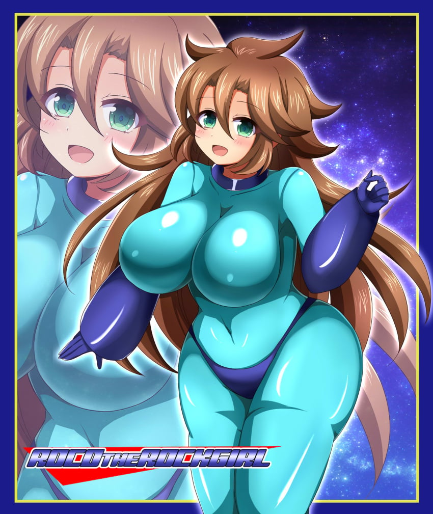 1girls afuro bodysuit huge_breasts large_ass large_breasts long_hair mega_man mega_man(classic) mega_man_(character) roco_(sulfer-kokegitsune) rule_63 tagme thong