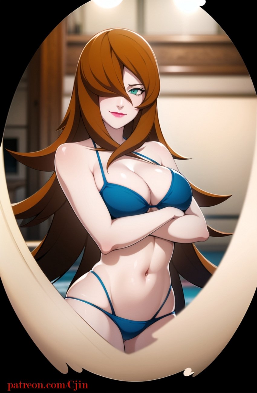 1girls ai_generated being_watched brown_hair caught caught_in_the_act cjin cleavage crossed_arms curvaceous female female_only green_eyes hole hole_in_wall lipstick long_hair looking_at_viewer mature mature_female mei_terumi midriff nai_diffusion naruto naruto_(series) naruto_shippuden offscreen_character oppai see-through solo spying stable_diffusion staring staring_at_viewer terumi_mei underwear viewer_perspective viewer_pov voluptuous voyeur voyeur_pov voyeurism watching wide_hips