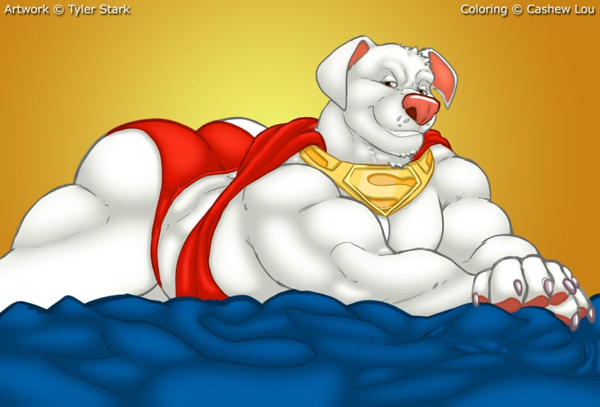 animal_humanoid anthro ass bara bara_ass biceps big_ass big_ass_(male) big_butt bubble_ass bubble_butt canid canine canis cape clothing collar dat_ass dat_butt domestic_dog dumptruck_ass dumptruck_butt fat_ass fat_butt fur hi_res huge_ass huge_butt humanoid krypto large_ass large_butt looking_at_viewer male male_only mammal massive_ass massive_butt muscle_ass muscle_butt muscular muscular_ass muscular_butt muscular_male paws pecs plump_ass plump_butt round_ass round_butt smile smiling_at_viewer solo triceps tylerstark underwear white_body white_fur