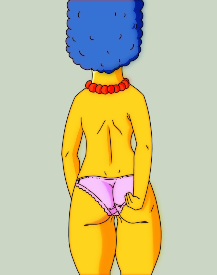 bilions blue_hair marge_simpson necklace nice_ass poster purple_panties standing the_simpsons tight tight_clothes tight_clothing tight_fit yellow_body