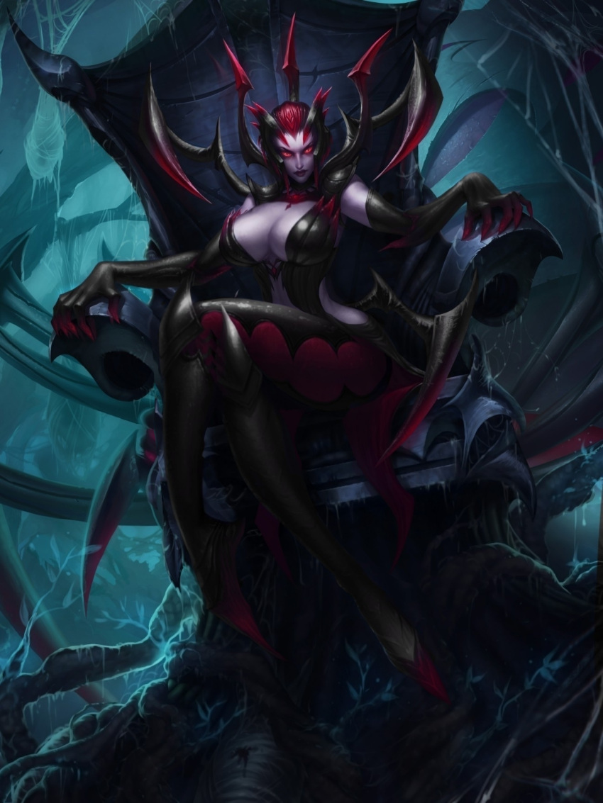 black_lipstick cocoon edit edited elise_kythera_zaavan huge_ass huge_breasts league_of_legends long_legs mkzitrovan_edits queen red_eyes red_hair red_nails riot_games spider spider_web thick_thighs very_short_hair