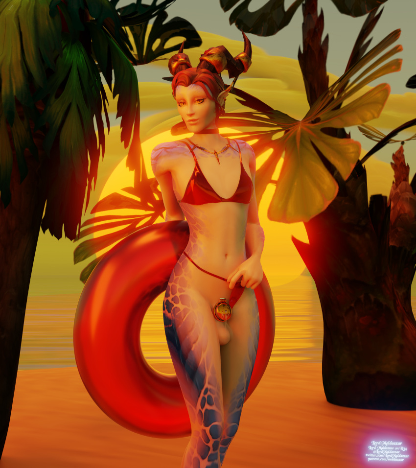 beach blender blender_(software) blender_cycles caged_cock chastity chastity_cage chastity_device commission commission_art dracthyr dracthyr_(visage) femboy flat_chest kustrasza(wow) leaking_precum lord_maldazzar solo solo_femboy summer sunset warcraft world_of_warcraft wow