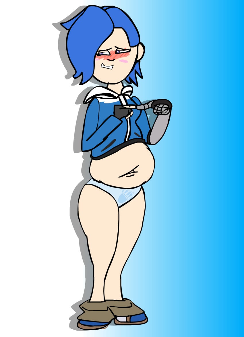 1girls belly belly_button big_ass big_belly big_butt bitting_lip embarrassed fat fat_ass fat_belly fat_butt fat_fetish fat_girl fat_woman female female_only glitch_productions half-closed_eyes meta_runner panties pants_down sandals smg4 socks tari_(smg4) underwear weight_gain weights