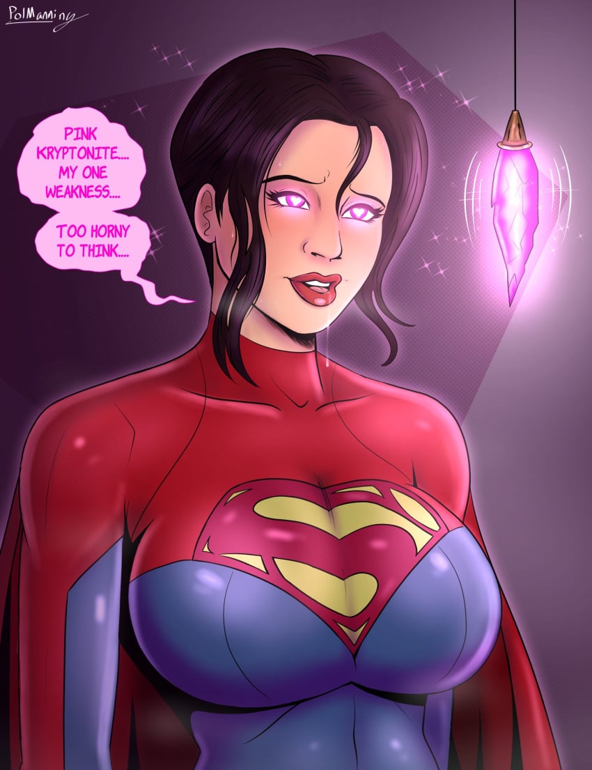 1girls 2023 :p alternate_breast_size athletic_female before_sex big_breasts bimbo_lips blushing bodysuit breasts busty cape dc dc_comics dc_extended_universe dceu defeated defeated_heroine dialogue drool drooling english_text female female_only fully_clothed gem heart-shaped_pupils heroine human human_only hypnosis imminent_sex kara_zor-el kryptonian kryptonite latina light-skinned_female light_skin mind_control pink_kryptonite polmanning saliva saliva_trail sasha_calle short_hair solo solo_female supergirl supergirl_(dceu) supergirl_(sasha_calle) supergirl_(series) superheroine superman_(series) text the_flash_(2023) the_flash_(series) tight_clothing toned toned_female