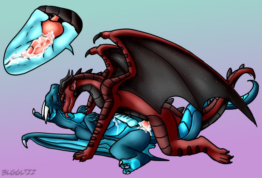 3_toes anal anal_sex anus ass atreius belly_scales blue_body blue_scales bodily_fluids body_part_in_ass buggutzz claws cum cum_in_ass cum_inside cumming_together cumming_while_penetrating digital_media_(artwork) dragon duo ejaculation erection feet feral from_front_position garo_(garoshadowscale) genital_fluids genitals hi_res horn internal internal_anal licking lying male male/male male_penetrated male_penetrating male_penetrating_male membrane_(anatomy) membranous_wings missionary_position neck_lick nude on_back paws penetration penile penile_penetration penis penis_in_ass reptile scales scalie sex simple_background snout streamer stripes tail teal_scales toes tongue tongue_out western_dragon wings youtuber