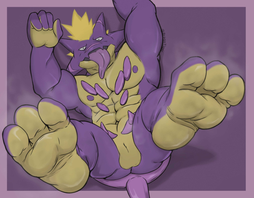 amped_toxtricity anthro bragotiger feet generation_8_pokemon hi_res male muscular muscular_anthro muscular_male musk nintendo pokemon pokemon_(species) slit solo tongue tongue_out toxtricity